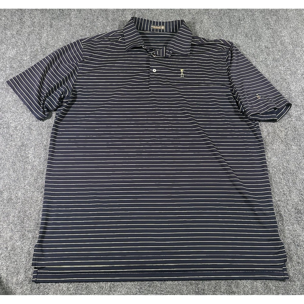 Peter Millar Summer Comfort Blue Striped 2XL Polo Shirt Streamsong Golf Resort